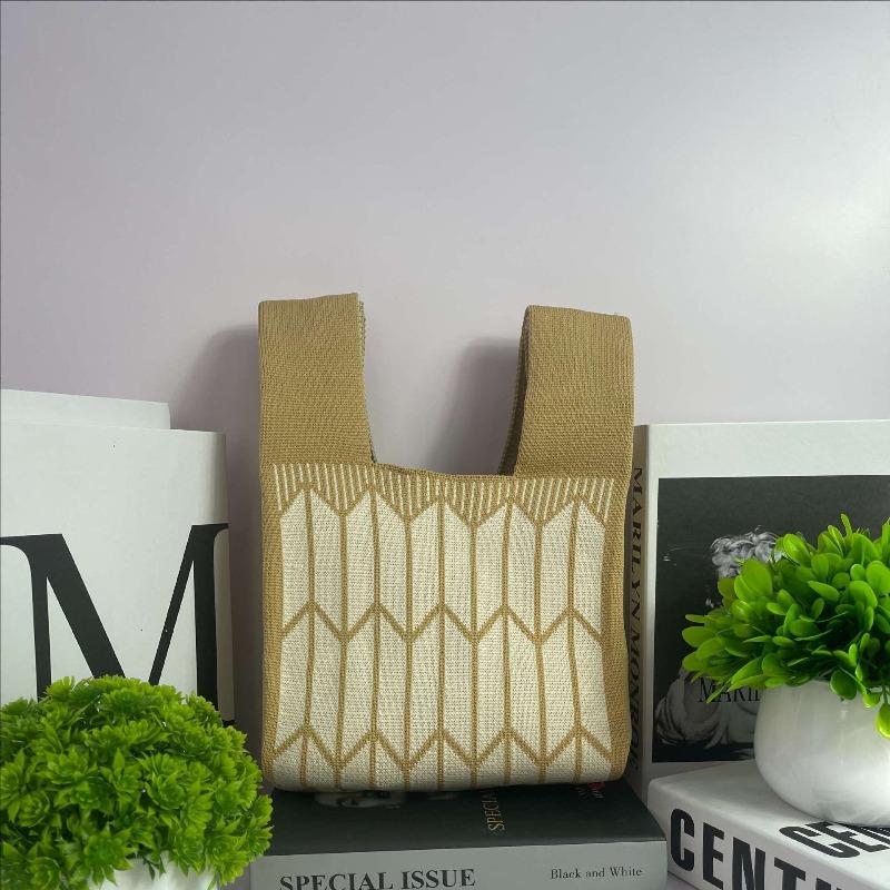 Square Rhombus Rhombus Stripe Geometric Knitted Gift Bag Handbag Handbag Handbag Tote Bag