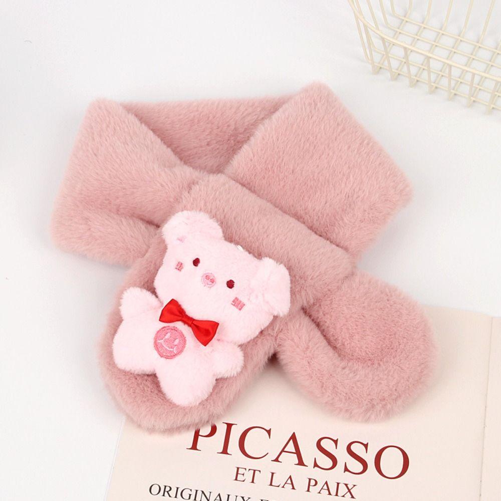 Сплошной цвет детский шарф из искусственного кролика с перекрестным ...