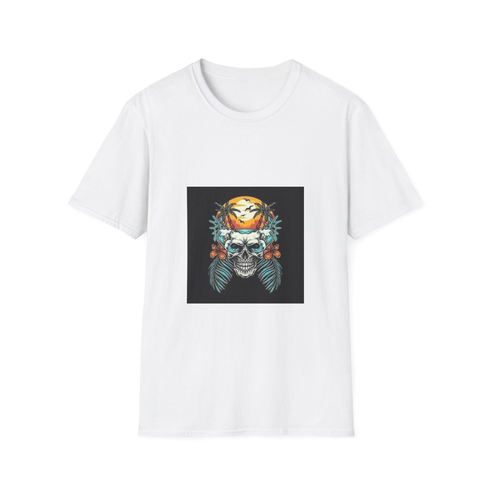 Skull with Feather Headdress T-Shirt | Tribal Skull Illustration S