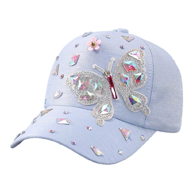 Elegant Crystal Baseball Hat for Women Breathable Sun Protective Hat with Butterfly Design for Vacation Spring Headwear