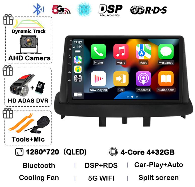 Android14 For Renault Megane 3 Fluence Samsung SM3 2008 2009 20010 - 2014 Car Radio Navigation Multimedia Player DSP BT Carplay