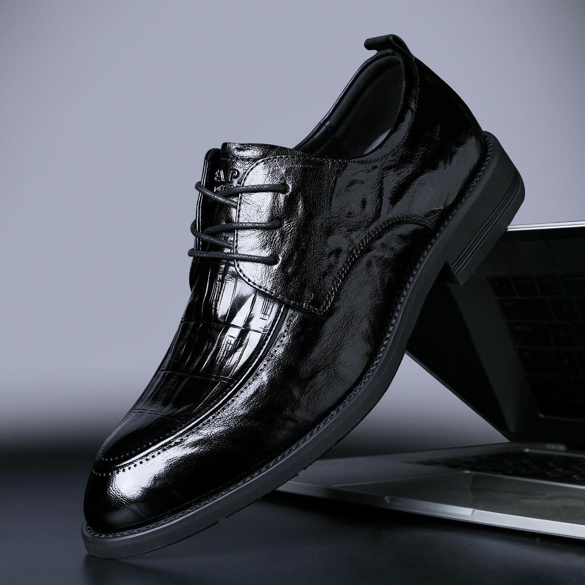 

2025 Wenzhou leather shoes British style derby shoes dress commuter black wedding men s high-end business shoes real sheepskin 44