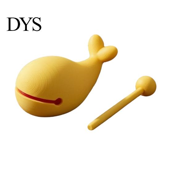 Stress Relief Percussion Gadget 3D Printed Whale Wooden Fish Instrument with Mallet, Creative Gift for Coworkers Sensory Fidget Toy, Desktop
