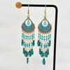 Bohemian Ethnisch Lang Blau Acryl Kristall Wassertropfen Ohrringe für Damen Retro Temperament Geometrisch Hängende Ohrringe Schmuck