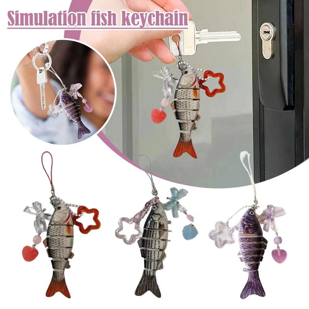Simulated Fish Star Pendant Acrylic Fish Phone Lanyard Handmade Fish Keychain  Jewelry Accessories