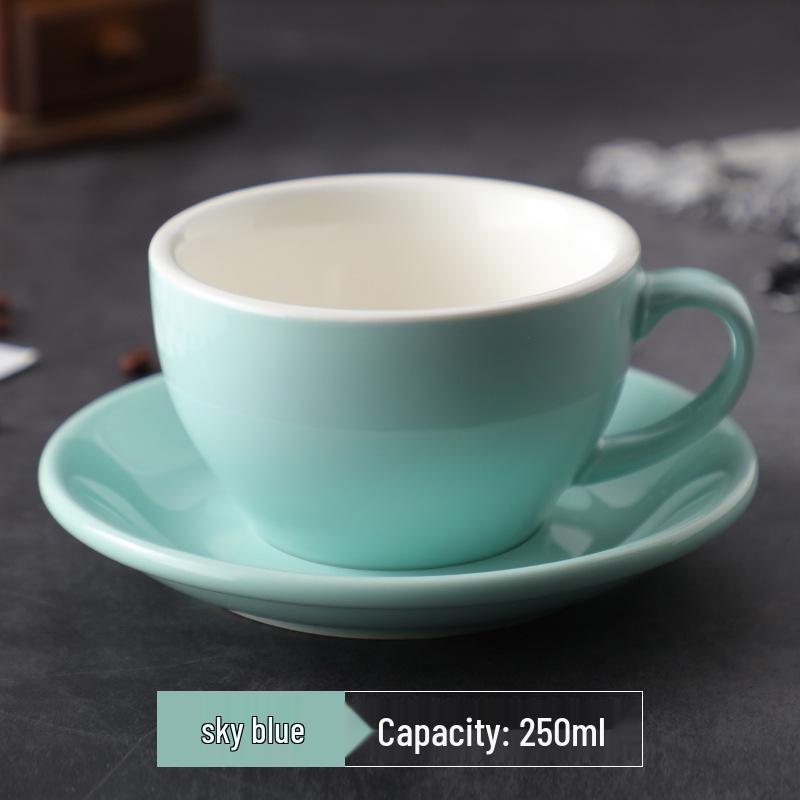 250ml Thickened Ceramic Latte Art Cup - Large Capacity, Light Luxury, Retro Design, Customizable Logo