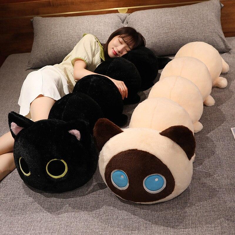 Cat Caterpillar Plush Toys Stuffed Soft Animal Long Pillow Funny Bed Cushion for Children Kids Gift