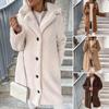Women Overcoat Autumn Winter Women Trench Coat Long Style Pure Color Single-breasted Teddy Jacket  Windproof