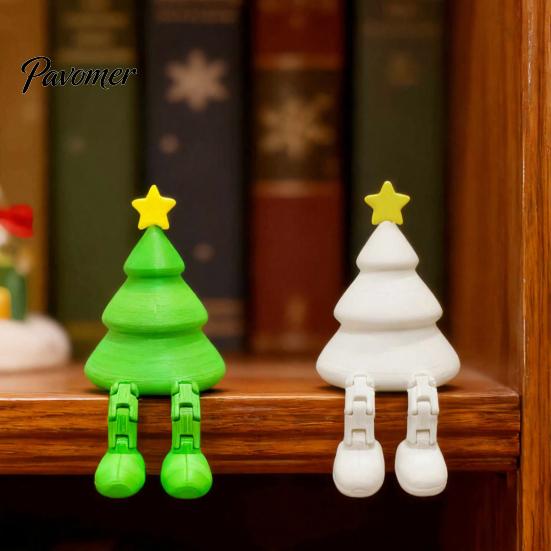 Christmas Tree Ornament Figurine with Articulated Legs, 3D Printed Xmas Statue, Mini Desk Decoration for Home Office Shelf Holiday