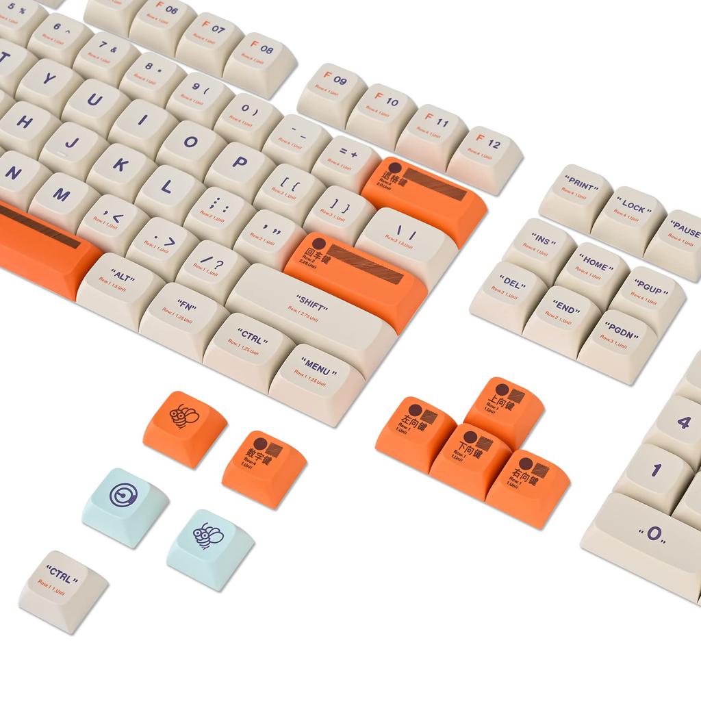 XDA Profile Keycap Set 142 Keys Retro Plastic Theme Keycaps for CherryMx Gaming Keyboard 60% 65% 100%