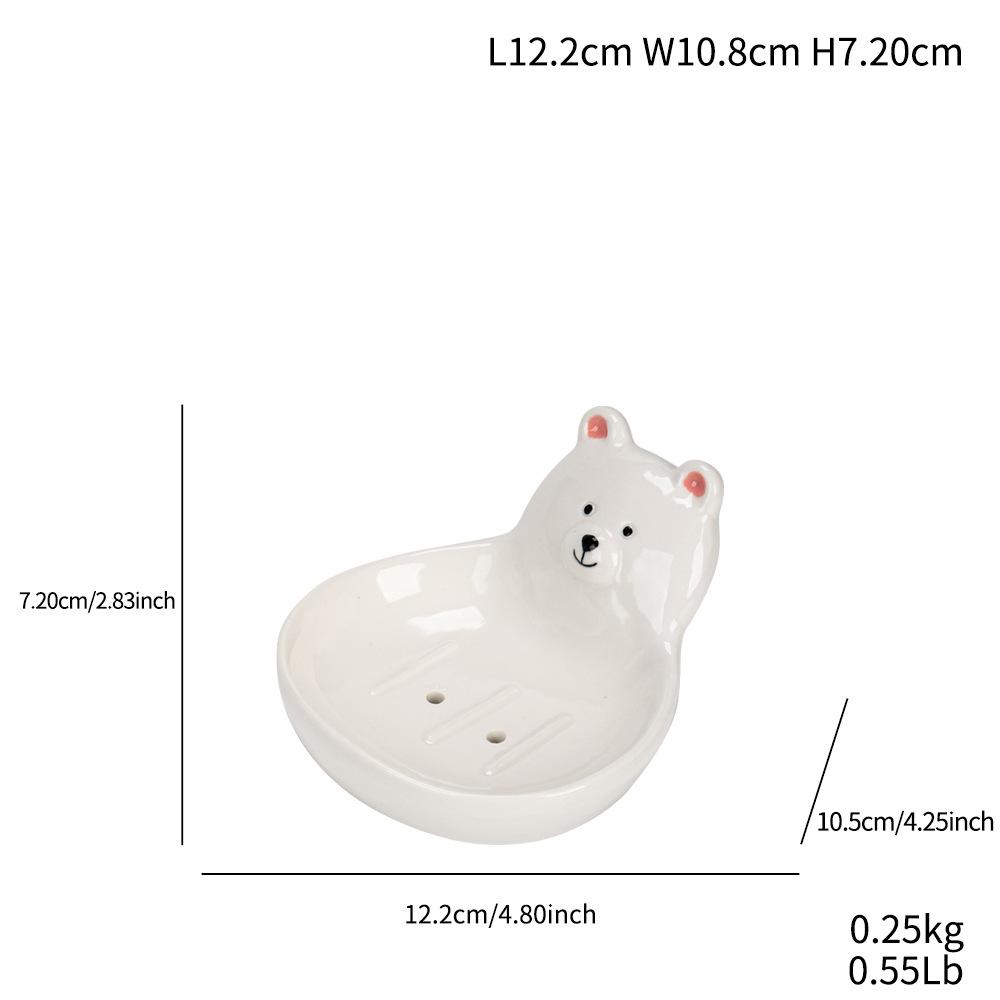 Simple And Creative Soap Water Filter Rack Cute Bear Soap Dish Ceramic Home High-End Decorative Ornament