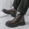 Men's Large Size Leather High-Top Thick Sole Height-Increasing Boots - Autumn/Winter Fashion Trend