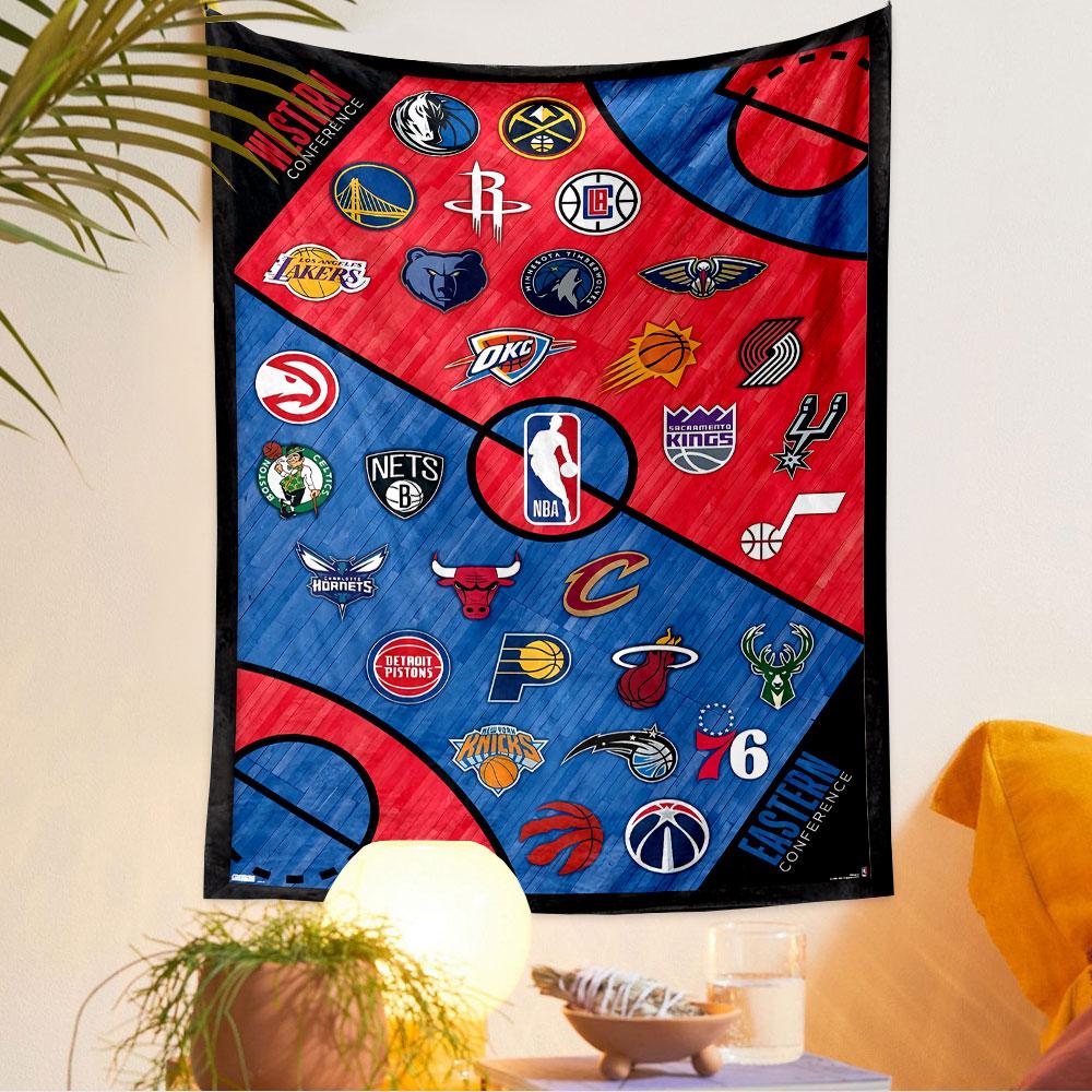 Philadelphia 76ers Tapestry Wall Hanging, NBA Basketball Team Logo Poster, Sports Wall Decor for Bedroom Living Room Dorm