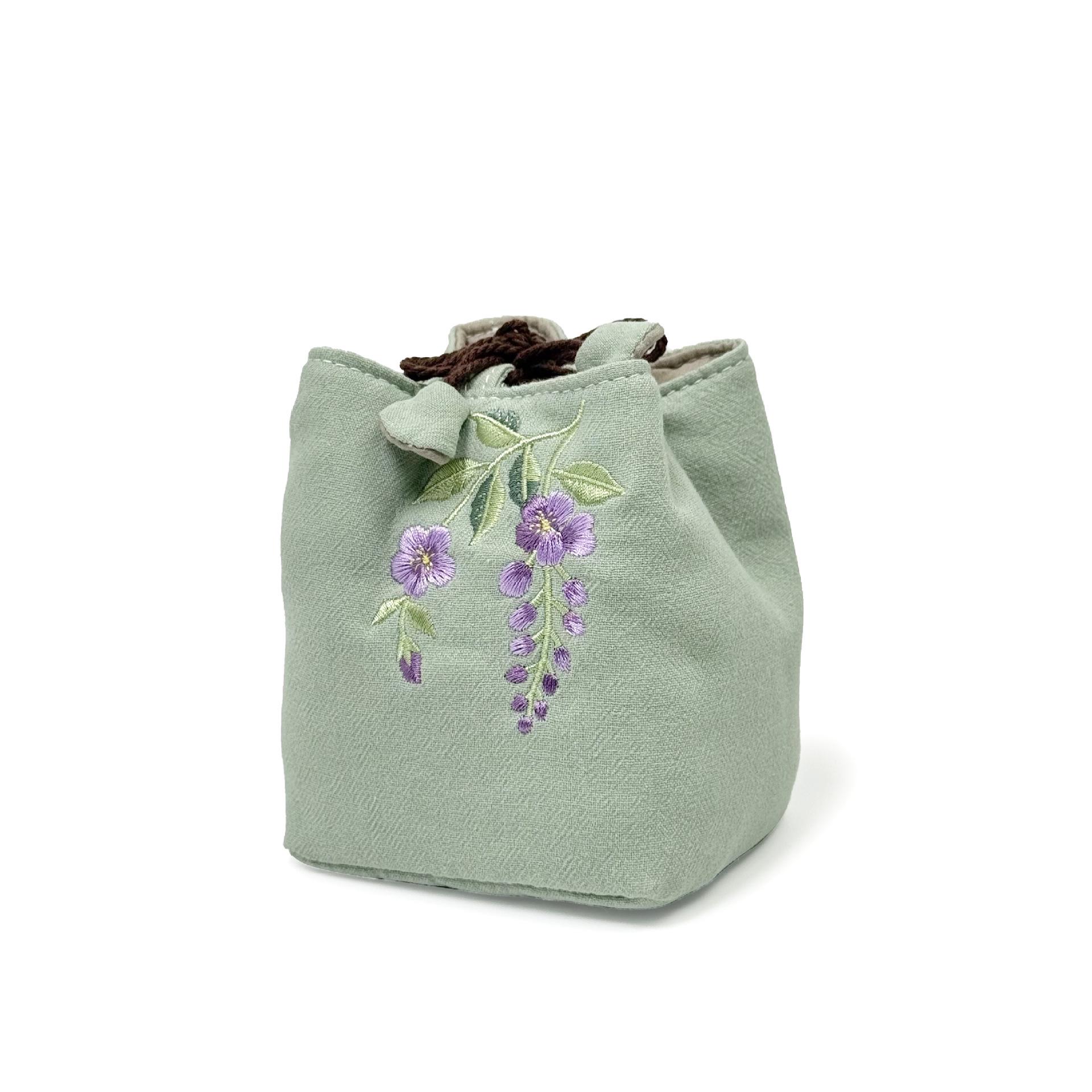 

New Chinese Style Cotton Linen Tea Tasting Cup Bag - Thickened for Storage светло-зеленый/вистерия