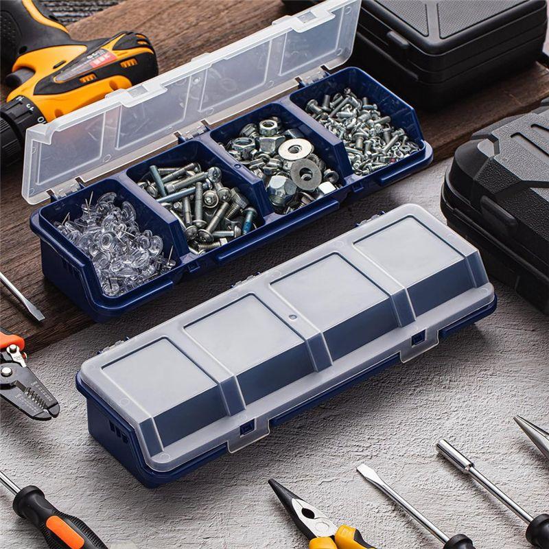 M-Modern-6 Pack Screw Organizer Box With Lids 4 Compartments Tool Bin Divider Compartment Containers Sorting Screw Toolbox Case