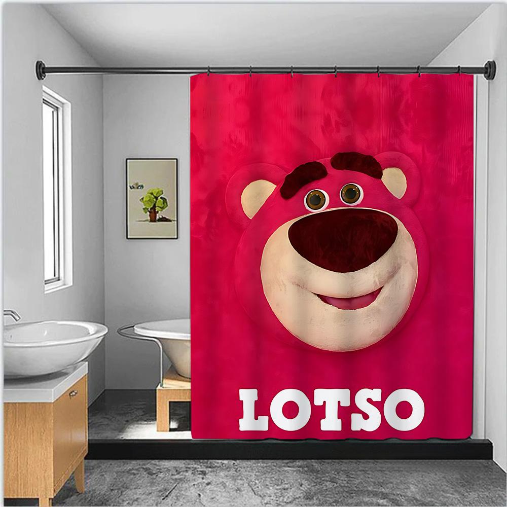 Shower Cute Pink Lotso Curtain Waterproof Polyester Fabric Paint Colorful Bath Curtains Home Bathroom Decor With Hook