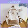 Color Blocked Flower Pattern Letter Decor Student Casual Backpack For Casual Travel
