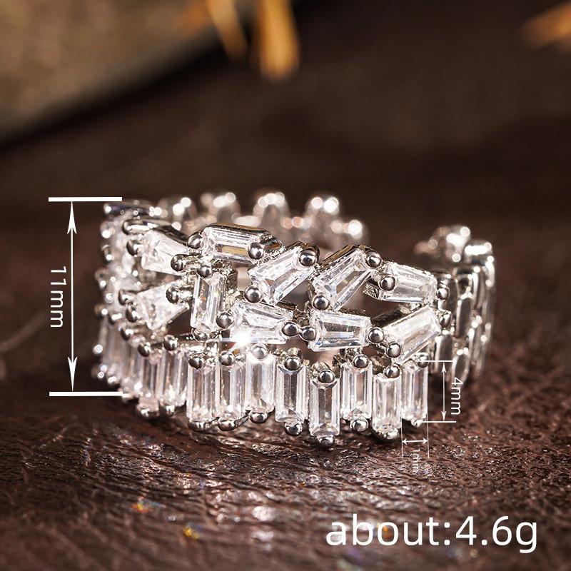 925 Sterling Silver Cubic Zirconia Wedding Party Ring for Women Personality Irregularity Design Trendy Jewelry