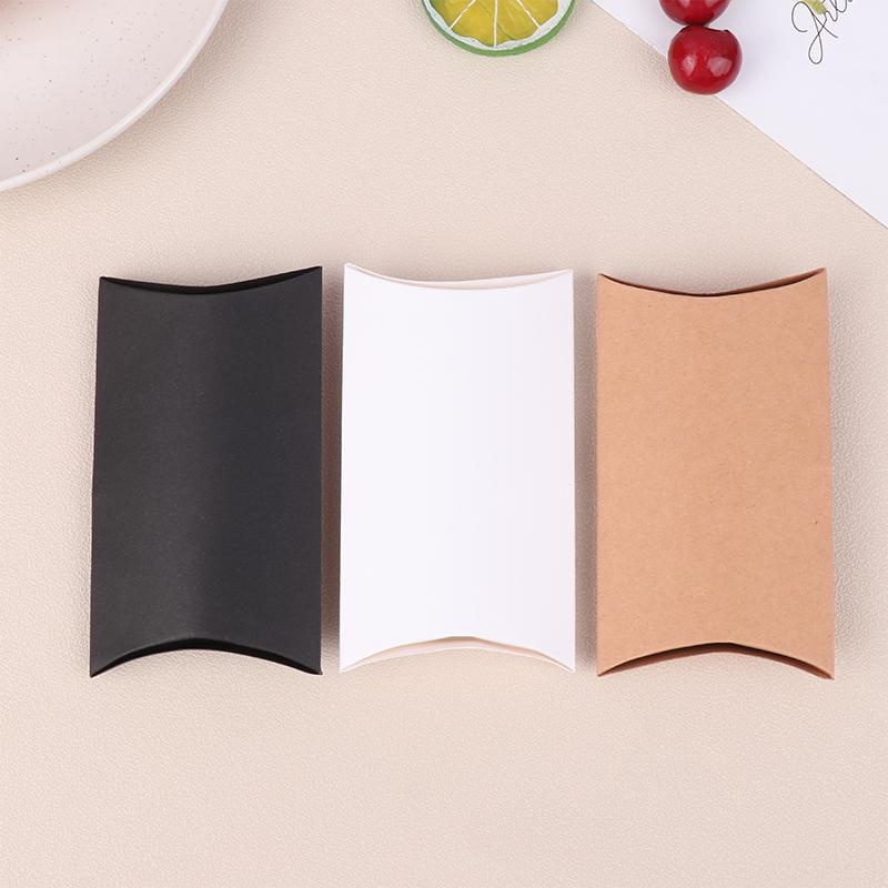50Pcs Kraft Paper Pillow Box With Clear Window Candy Packaging Box For Birthday Parties Baby Showers And Wedding Party