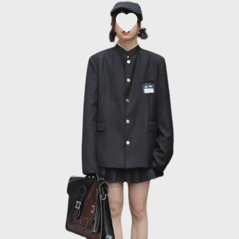 Japanese Style Stand Collar Zhongshan Suit: Men's Casual College Couple's Uniform