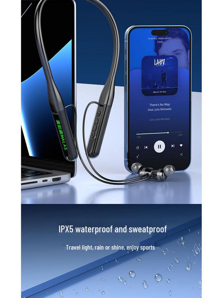 Premium Neckband Wireless Bluetooth Headset: Ultra-Long Battery, High-End Sound, Noise Cancelling In-Ear Sport Earbuds