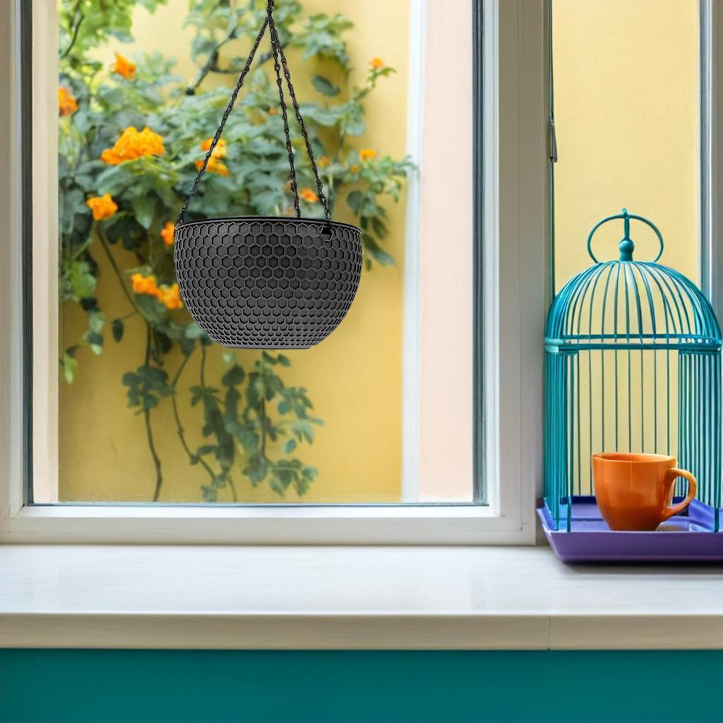 2Pcs Plastic Hanging Planter Basket Round Wall Mounted Flowerpot for Small Plants Succulents Indoor Outdoor Decoration Stylish