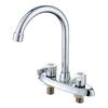 Brass Double Hole Handle Kitchen Faucet Rotary Hot and Cold Basin Sink Mixer Tap 25-26