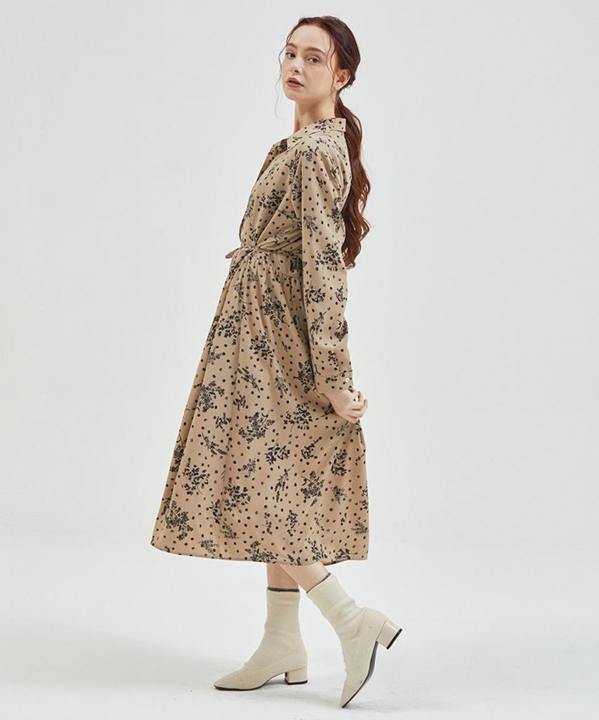 MANAVIS7 Diane Half Shirt Dress Beige
