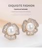 Elegant Pearl and Rhinestone Stud Earrings - Women's Stylish European and American Copper Accessories