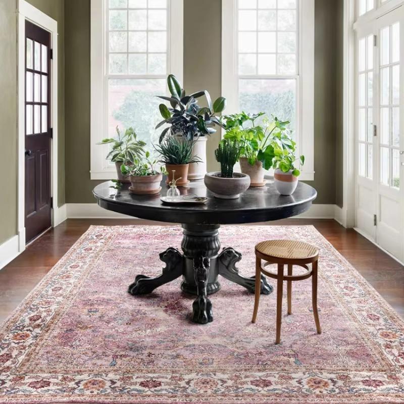 Waschbare Boho Teppiche Rutschfester Teppich für Wohnzimmer Schlafzimmer Küche Vintage Heimdeko Teppich Schlafzimmer Bettseite Weicher Teppich