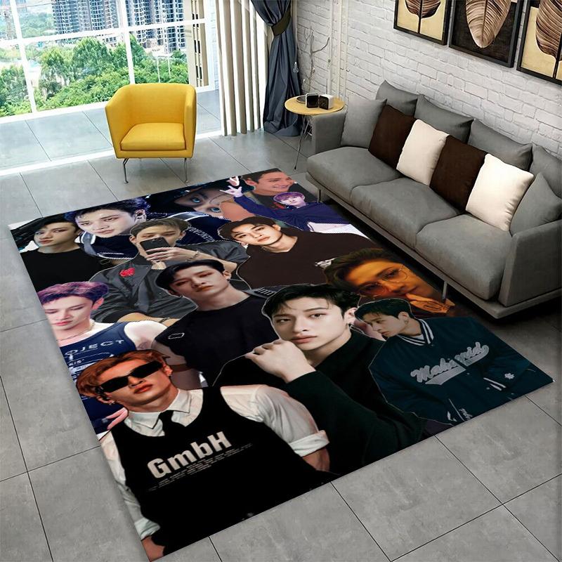 Fashion Kpop Bang Chan Stray Kids Non-Slip Area Rug for Living Room,Bedroom,Playroom,Soft Carpet Floor Mat Home Decor Rug Gift