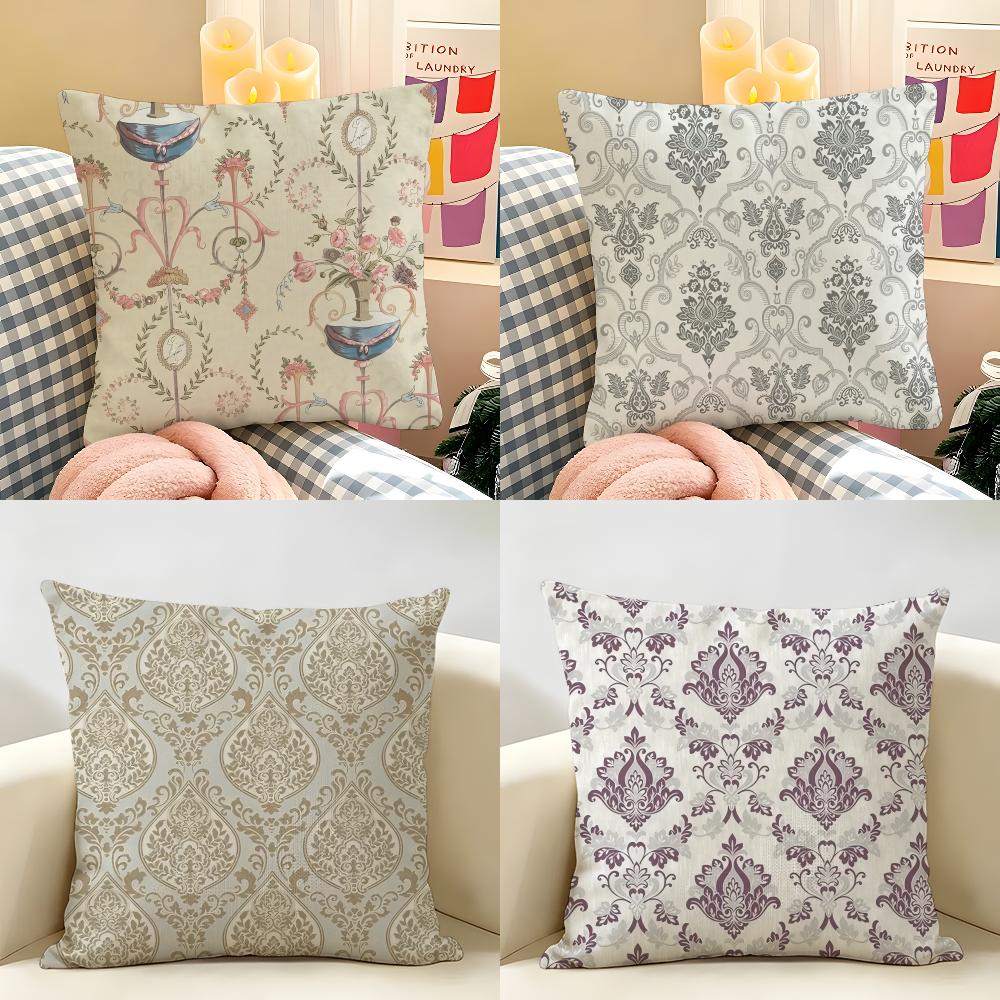 European Retro Cushion Cover Natural Linen Double Sided Print Throw Pillow Case for Sofa Couch Home Decor