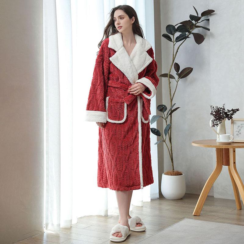 

Длинный халат из кораллового флиса, кимоно, зимняя теплая фланелевая ночная рубашка, халат, повседневная одежда для сна, интимное белье, утепленная домашняя одежда XL