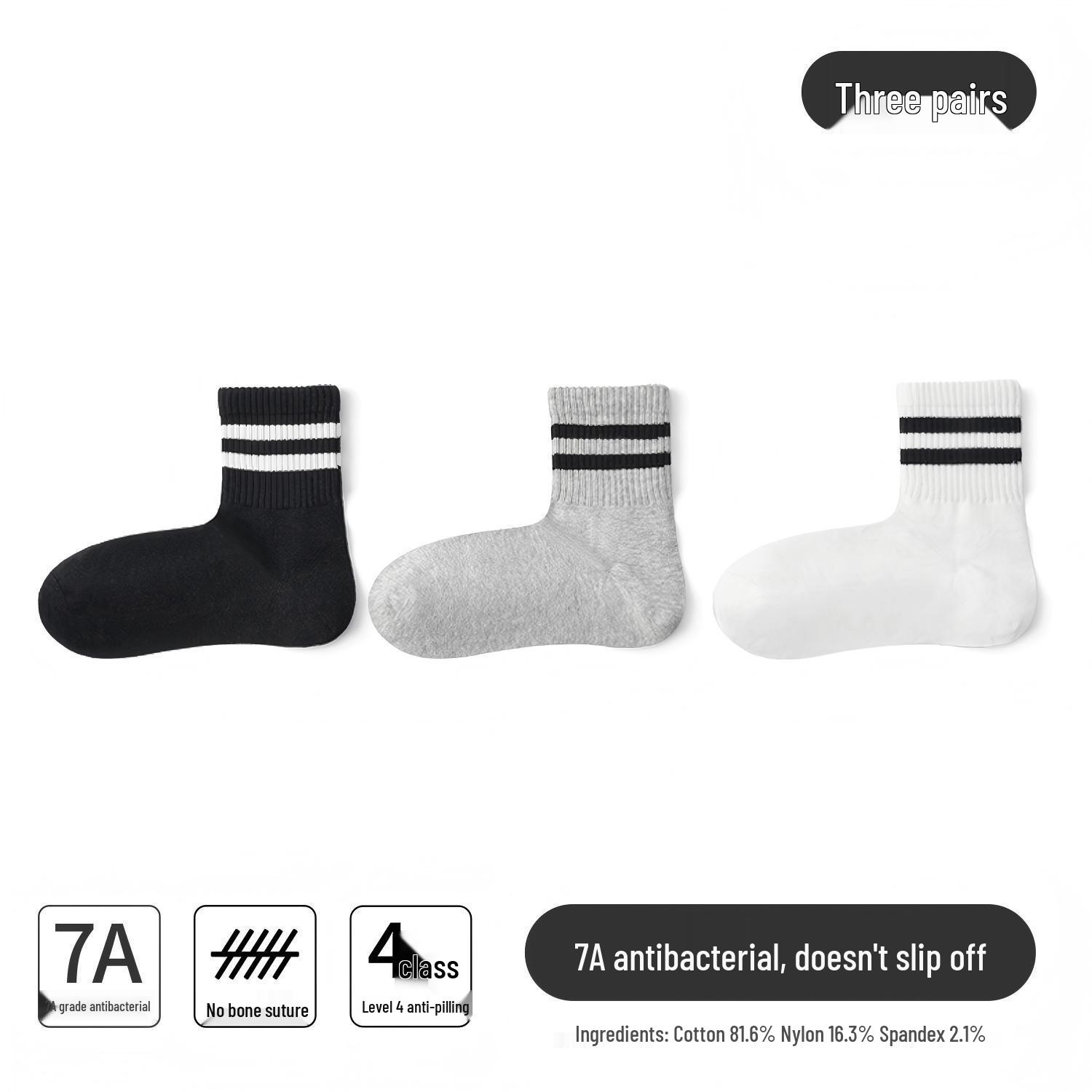 

Унисекс Полосатые Гольфы до середины икры Повседневные Спортивные Носки - Черные, Белые, Серые - Стиль Колледжа Весенне-Летний Тренд Sock Size 20-22 (Ages 8-11, Shoe Size 31-35)