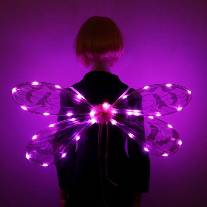 Dress Up Cicada Wing Light Up Dragonflies Wing Halloween Costume Wing LED Elves Wing Princess Wing for Women Girls Teens