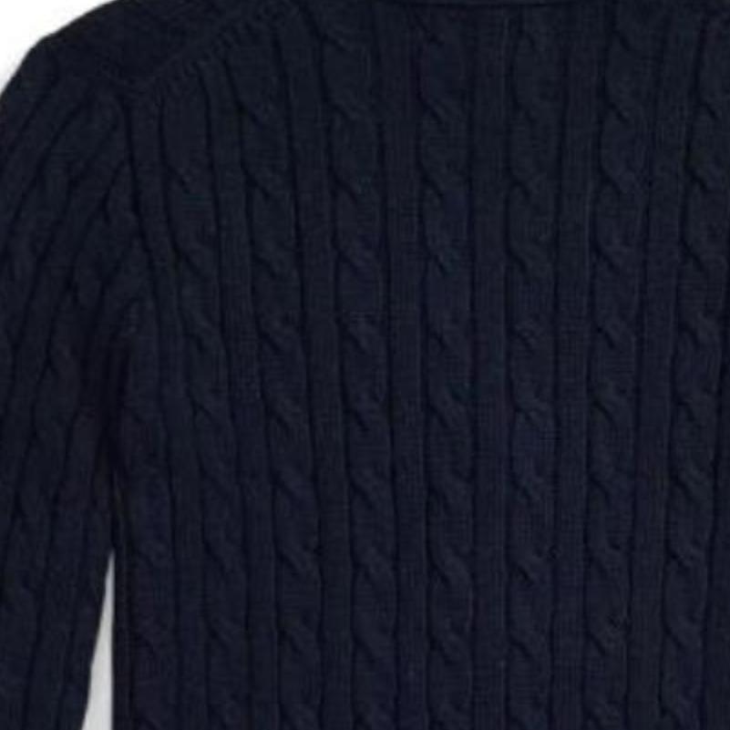 Polo Ralph Lauren Pullover Kinder Einfarbig Kleines Pony Stickerei Zopfmuster Einreihig Langarm Kinderpullover Blau 313950765-001