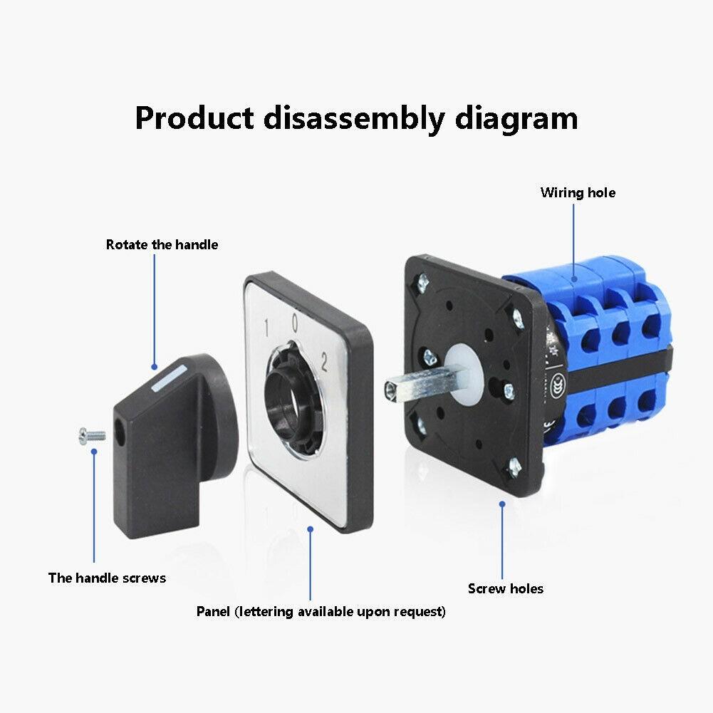 LW26-20A/32A 3 Positions On-Off-On Changeover Selector Control Rotary Cam Switch