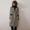 Women's Winter Striped Lapel Mid-Length Coat