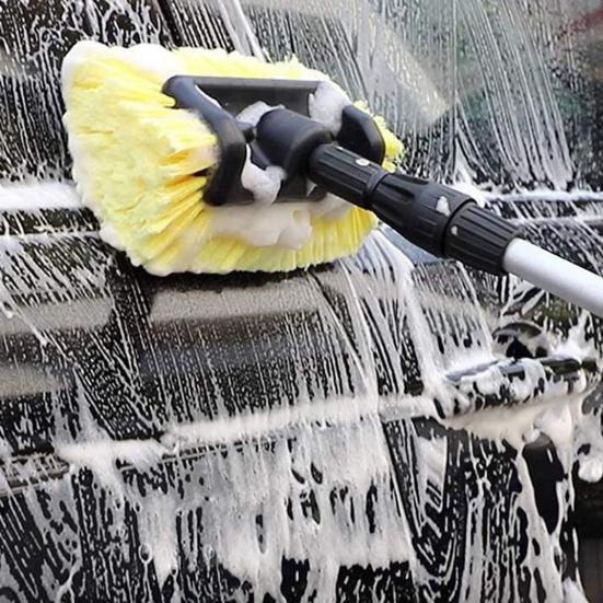 Car Cleaning Brush with Detachable Handle Soft Bristles Design Tight Connection On/Off Switch Scratch-Free Car Vehicle Cleaning Brush