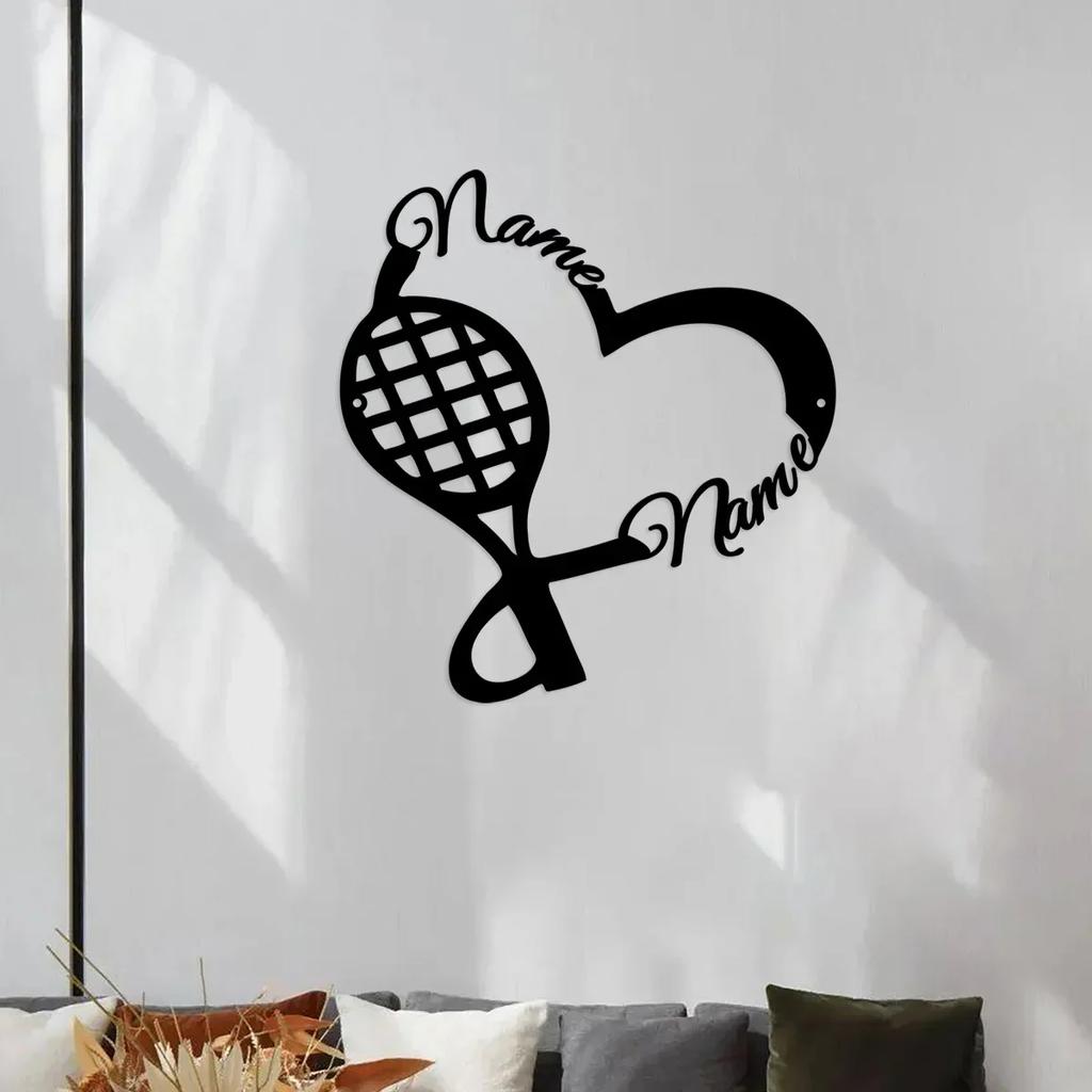 Tennis Lovers Metal Wall Art Personalized Couple Gift Home Decor