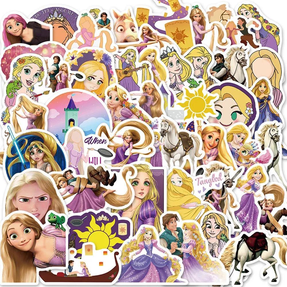 50 100Pcs Kawaii Mixed Disney Anime Princess Stickers Cute Ariel Belle Snow White Cartoon Decal Laptop Phone Luggage Sticker Toy