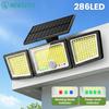 Upgraded 286LED Solar Motion Sensor Light Battery Indicator IP65 Waterproof Dusk To Dawn Outdoor Security Flood Wall Lamp Garden