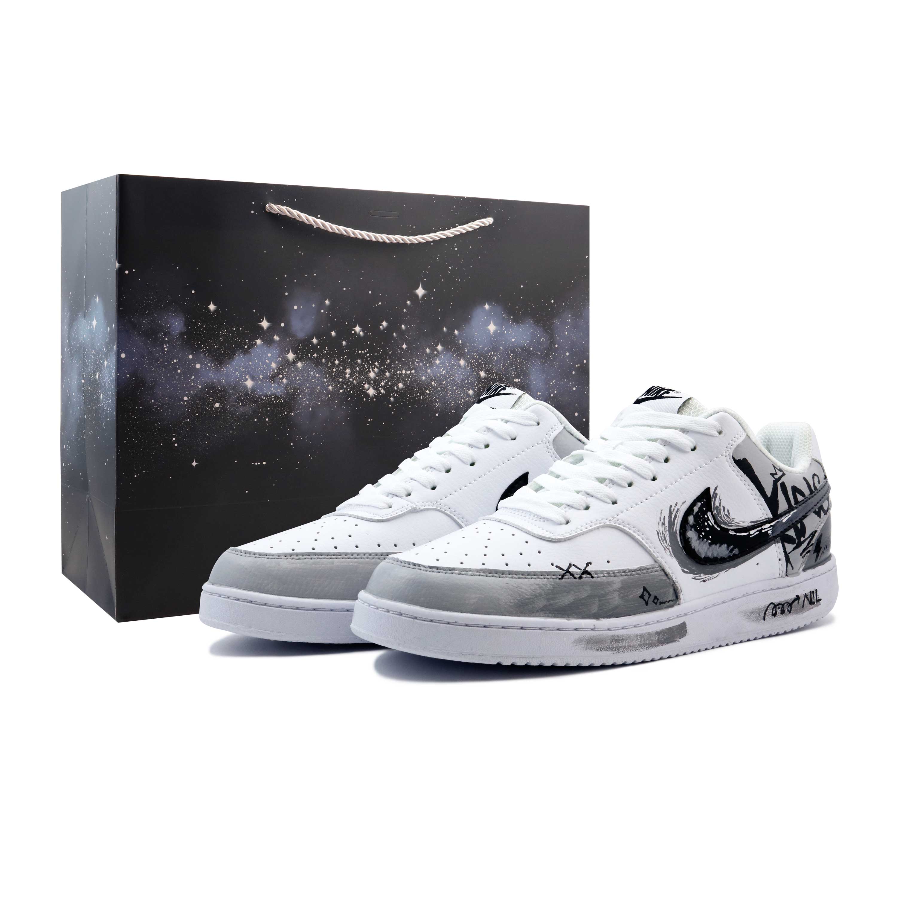 

Nike Court Vision 1 Street Customer Abrasion Resistant Low top Skateboard Shoes Unisex Black White Gray DH2987-101(team-1331) 36