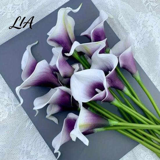 Lifelike PU Orchid Stems 5Pcs Artificial Calla Lilies, Elegant Faux Lily Flowers, Fake Maintenance Free Table Decorations Flower Bouquet