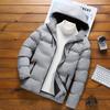 Hooded Down Jacket for Men Winter Warm Sports Cotton-padded Jacket Casual and Trendy Men's Solid Color Thickened Cotton-padded Jacket