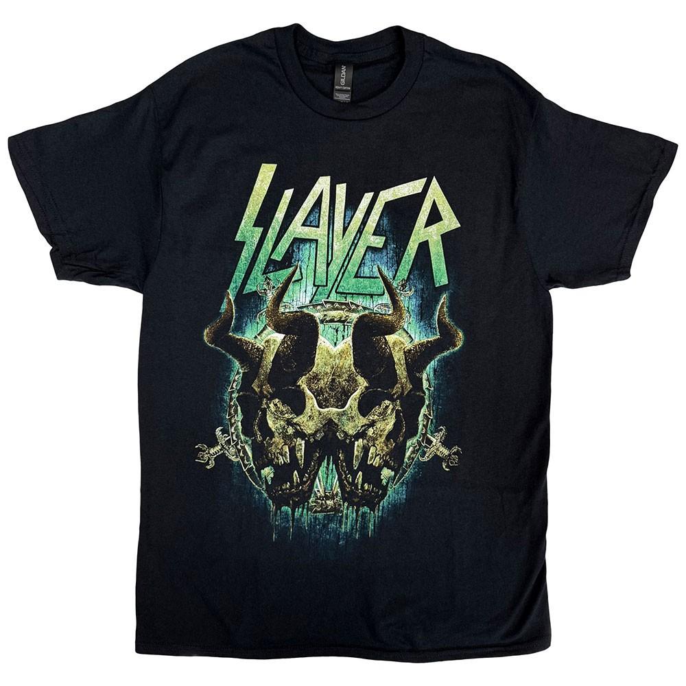 Slayer T Shirt Daemonic Twin Band Logo New Official Mens Black