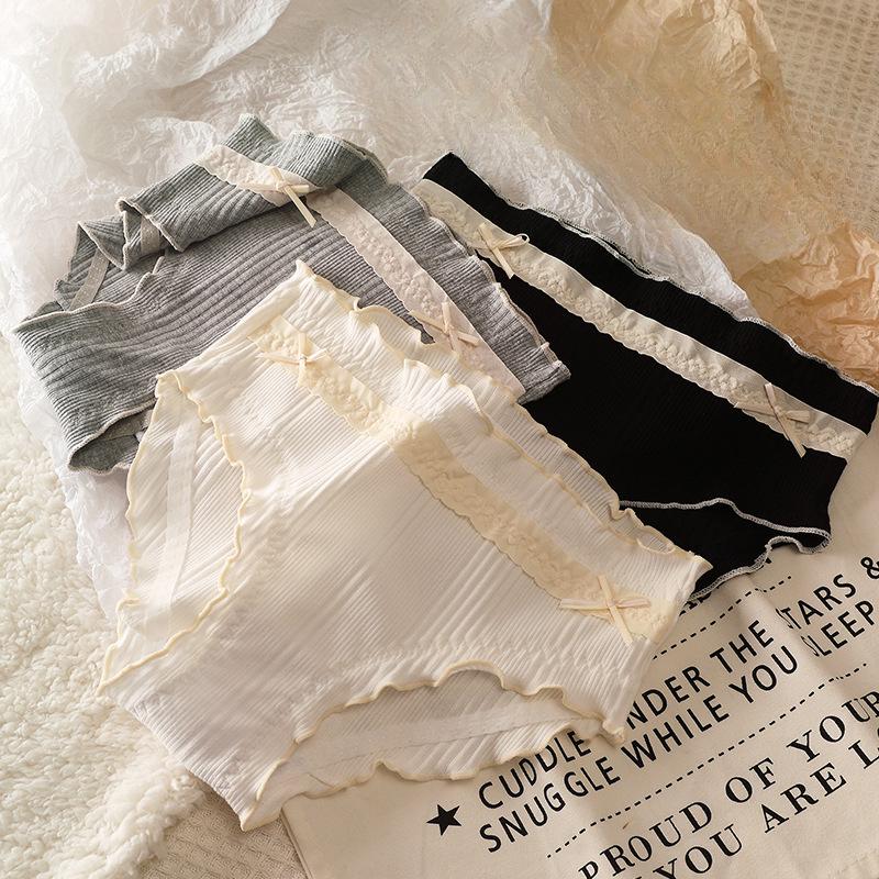 Pure Desire Girl Pure Cotton Antibacterial Crotch Underwear Women's Thin Design Mid Waist Briefs Comfortable Breathable Triangle Panties