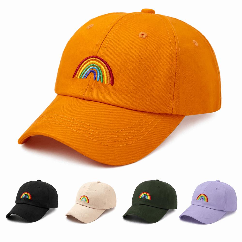Casquette de Baseball Broderie Arc-en-ciel Douce Casquette Ajustable Décontractée Streetwear Casquette Papa Voyage en Plein Air