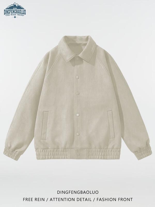 

Dingfengbaoluo Men s Suede Baseball Jacket