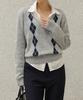 FRENCHCHIC Uadi Argyle Deep V-Neck Knit_F6F686Kn
